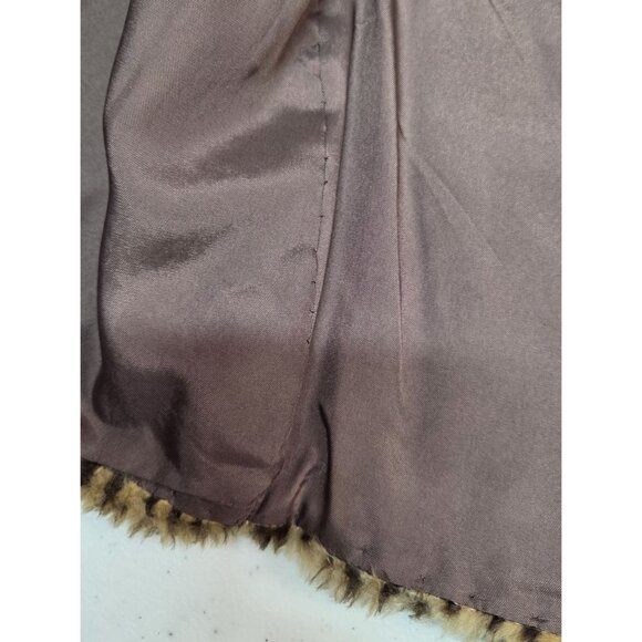 Vintage Leopard Print Faux Fur Vest With Satin Lining Appears Hand Sewn One Size - Picture 7 of 14